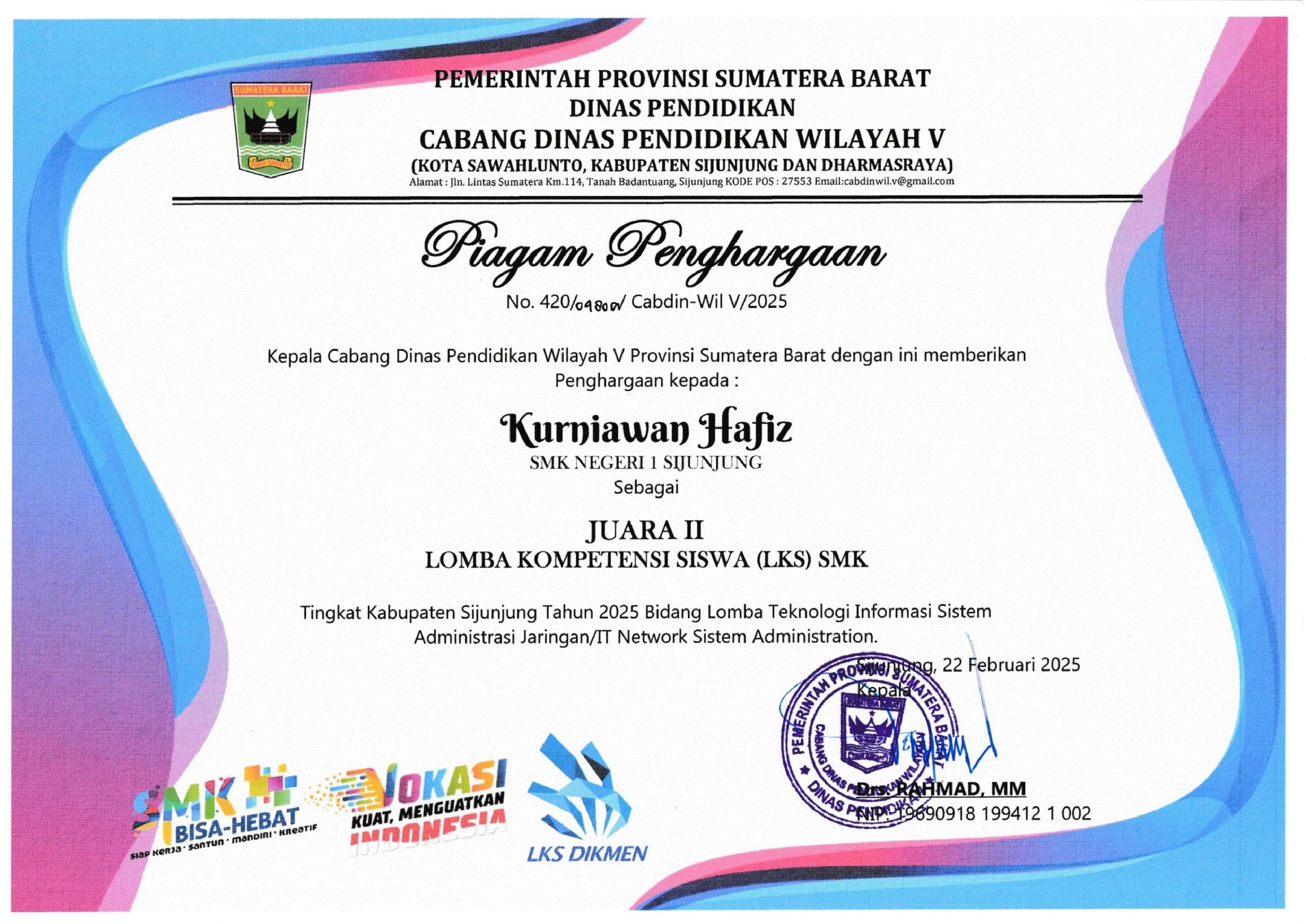 Sertifikat LKS Kabupaten