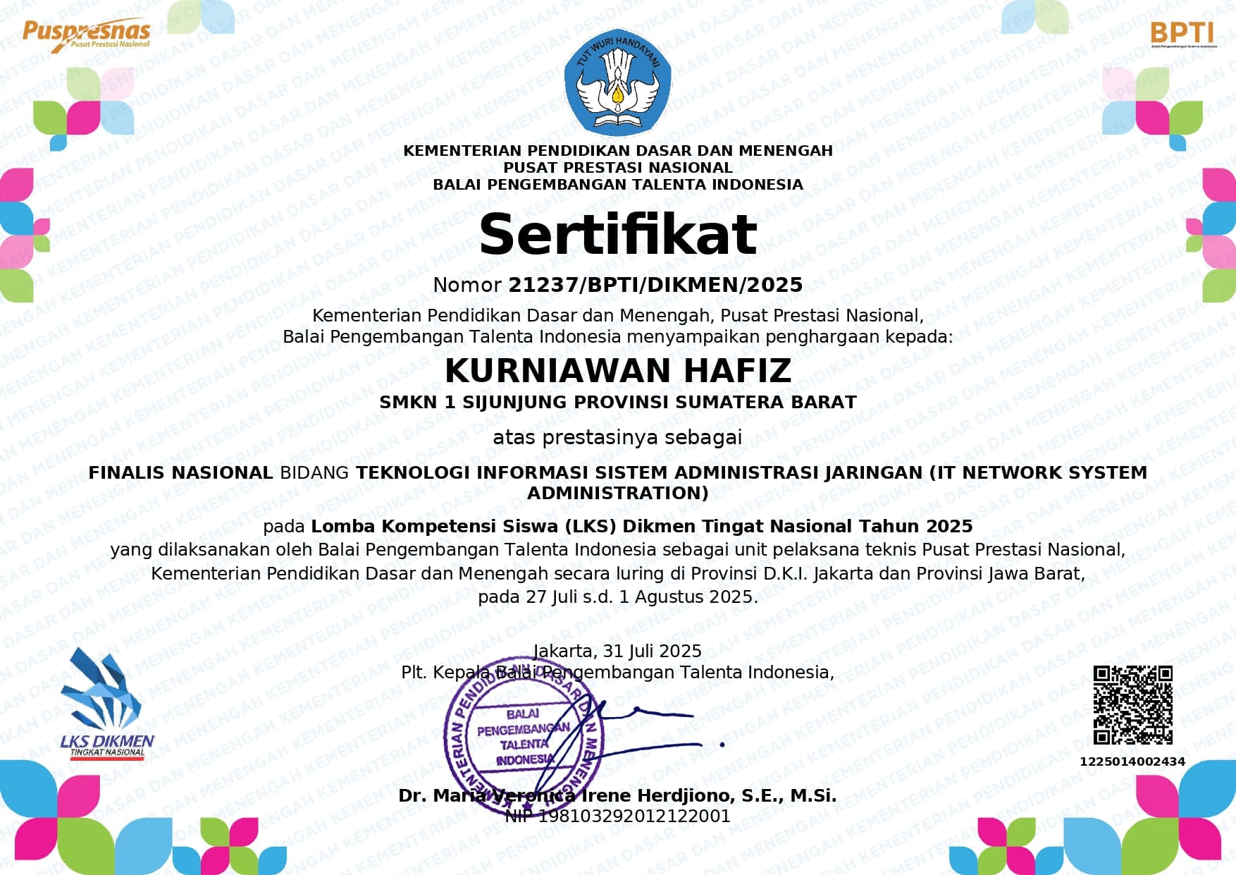 Sertifikat LKS Nasional